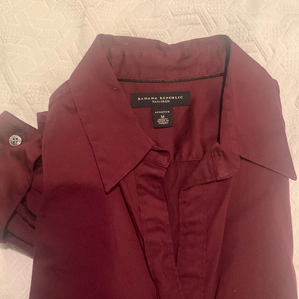 Burgundy long sleeve button down